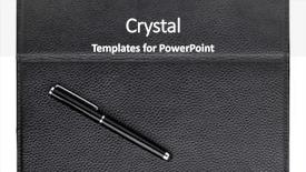  Presentation with case - Cool new theme with stylus pen and tablet computer in black leather case backdrop and a dark gray colored foreground