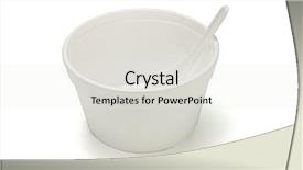  Presentation with recycle plastic bags - Colorful PPT theme enhanced with styrofoam bowl and plastic spoon backdrop and a sky blue colored foreground