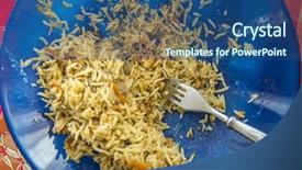  Presentation with blue food - Audience pleasing presentation consisting of styrofoam food box - leftovers rice with vegetables backdrop and a  colored foreground