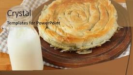  Presentation with cutting board - Presentation design consisting of su - turkish dish su boregi background and a yellow colored foreground