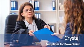  Presentation with lawyer - Beautiful presentation design featuring su - young woman visiting female lawyer backdrop and a  colored foreground