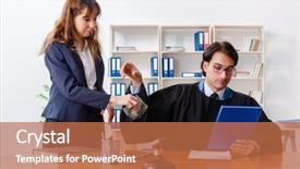  Presentation with lawyer - Colorful presentation design enhanced with su - young woman visiting male lawyer backdrop and a coral colored foreground