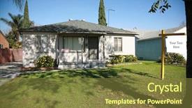  Presentation with yard sign - Colorful slide deck enhanced with sub prime - bank repo home forclosure sign backdrop and a tawny brown colored foreground