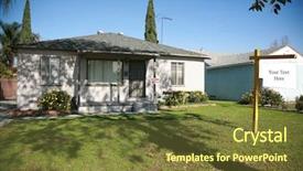  Presentation with yard sign - Theme having sub prime - bank repo home forclosure sign background and a tawny brown colored foreground