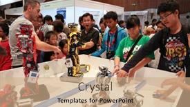  Presentation with connecting people - Audience pleasing theme consisting of subang-jaya-november-10-robots backdrop and a coral colored foreground