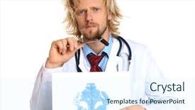  Presentation with test - Beautiful presentation featuring subconscious mind - funny psychotherapist holding rorschach test backdrop and a sky blue colored foreground