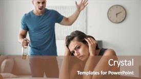  Presentation with crime and violence - Slide set featuring subjection women - young woman subjecting to violence background and a tawny brown colored foreground