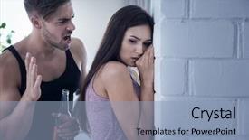  Presentation with violence women - Slides enhanced with subjection women - young woman subjecting to violence background and a light blue colored foreground