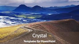  Presentation with green mountains - Cool new presentation theme with sublime - beautiful icelandic landscape green volcanic backdrop and a tawny brown colored foreground