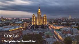  Presentation with stalin - PPT layouts enhanced with sublime - residential building on kudrinskaya square background and a tawny brown colored foreground