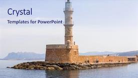  Presentation with lighthouse - Beautiful slide deck featuring submarine navigation - lighthouse in old harbour backdrop and a  colored foreground