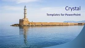  Presentation with submarine - Cool new slide deck with submarine navigation - lighthouse in old harbour backdrop and a  colored foreground