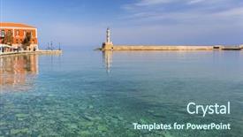  Presentation with lighthouse - PPT theme with submarine navigation - lighthouse in old harbour background and a  colored foreground