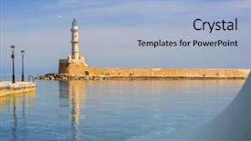  Presentation with lighthouse - Theme enhanced with submarine navigation - lighthouse in old harbour background and a  colored foreground