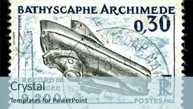  Presentation with stamp - Slides having submarine navigation - vintage french stamp depicting background and a sky blue colored foreground