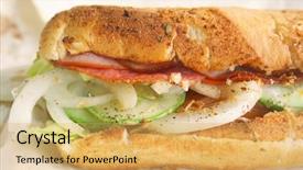  Presentation with submarine - Beautiful presentation design featuring submarine sandwich toasted hearty italian backdrop and a  colored foreground