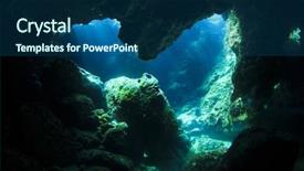  Presentation with spotlight - PPT theme featuring submerged - sunlight enters underwater cave background and a ocean colored foreground