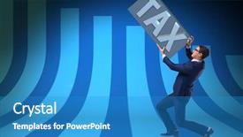  Presentation with taxes - Audience pleasing slides consisting of submission - businessman struggling with high taxes backdrop and a teal colored foreground