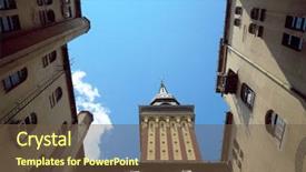  Presentation with tower - Presentation design featuring subotica tower city hall serbia background and a tawny brown colored foreground