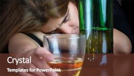  Presentation with substance abuse - PPT theme with substance abuse - drunk woman suffering background and a tawny brown colored foreground