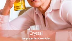  Presentation with drinking problem - PPT theme with substance abuse - old woman with alcohol problem background and a coral colored foreground
