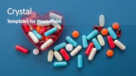  Presentation with substance abuse - Audience pleasing slides consisting of substance abuse - pills in a heart shape backdrop and a teal colored foreground