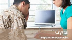  Presentation with abuse - Cool new PPT layouts with substance abuse - soldier having counselling session backdrop and a coral colored foreground