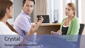  Presentation with counselling session - Beautiful slide deck featuring substance abuse counseling - couple having counselling session backdrop and a ocean colored foreground