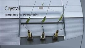  Presentation with power transmission line - Presentation theme featuring substations - putting the power transmission line background and a light blue colored foreground