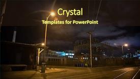  Presentation with urban train - Slide deck featuring substations - scary industrial urban street city background and a wine colored foreground