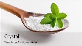  Presentation with powder - Amazing slides having pharmaceutical ingredients - stevia leaves and powder backdrop and a light gray colored foreground