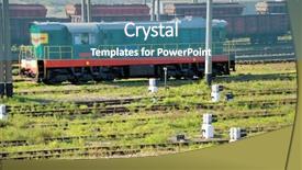  Presentation with train freight trains cargo - Theme with substructure - view on railway cargo station background and a  colored foreground