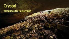  Presentation with inside an ice cave - Theme enhanced with subterranean - cioclovina cave in the carpathians background and a wine colored foreground