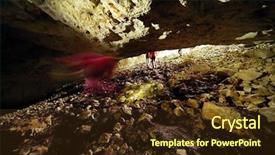  Presentation with cave - Beautiful theme featuring subterranean - cioclovina cave in the carpathians backdrop and a tawny brown colored foreground