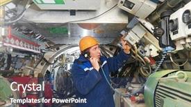  Presentation with sewer - Presentation theme enhanced with subterranean - tunneller sinker worker operating tunelling background and a ocean colored foreground