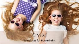  Presentation with happy kids - Presentation with subtle - happy kids lying on white background and a coral colored foreground