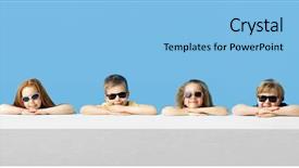 Presentation with happy kids - Beautiful slides featuring subtle - happy kids wearing sunglasses backdrop and a light blue colored foreground