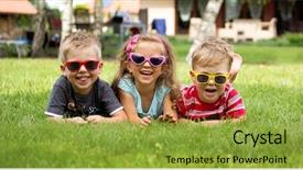  Presentation with siblings - PPT theme having subtle - happy siblings background and a gold colored foreground