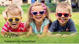  Presentation with kids garden - Cool new PPT layouts with subtle - smiling kids at the garden backdrop and a yellow colored foreground