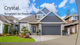  Presentation with luxury house - Colorful presentation theme enhanced with suburban - luxury house in vancouver canada backdrop and a light blue colored foreground
