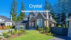  Presentation with luxury house - Presentation theme enhanced with suburban - luxury house in vancouver canada background and a teal colored foreground