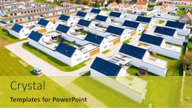  Presentation with young generation - Slide set featuring suburban-district-houses-from-above background and a yellow colored foreground