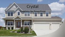  Presentation with beige art retro - Theme enhanced with suburban home with beige siding background and a teal colored foreground