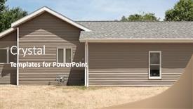  Presentation with drought - PPT theme enhanced with suburban-house-and-dry-dead background and a violet colored foreground