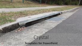  Presentation with stormwater - Presentation with suburban stormwater drain in residential area 1 background and a light gray colored foreground