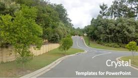  Presentation with land surveying - PPT theme with suburban street in residential bush background and a gray colored foreground