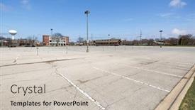  Presentation with parking lot - PPT layouts with suburban-train-station-commuter-parking background and a  colored foreground
