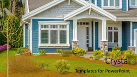  Presentation with house - PPT layouts with suburbia - fragment of a nice house background and a gold colored foreground