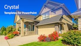  Presentation with luxury house - Theme having suburbia - luxury house in vancouver canada background and a cobalt blue colored foreground