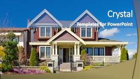  Presentation with luxury vintage house - Presentation design featuring suburbia - luxury house in vancouver canada background and a teal colored foreground